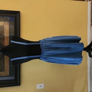 NWT Overall style blue with white stripe skater dress size L